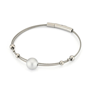 Armband bolletjes met zilverkleuren bol A274