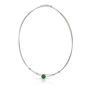 Collier kleine bolletjes en groene bol C274GR
