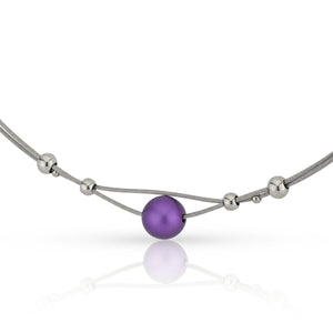 Collier kleine bolletjes en paarse bol C274P