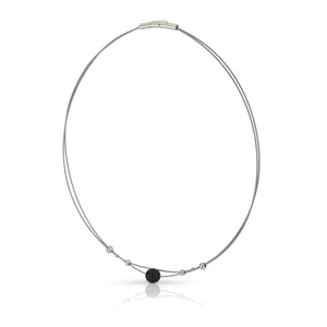Collier kleine bolletjes en zwarte bol C274Z