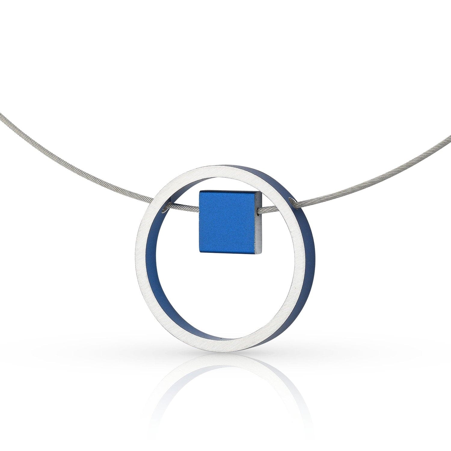 Ketting EVY Blauw Ring met vierkantje | C277B