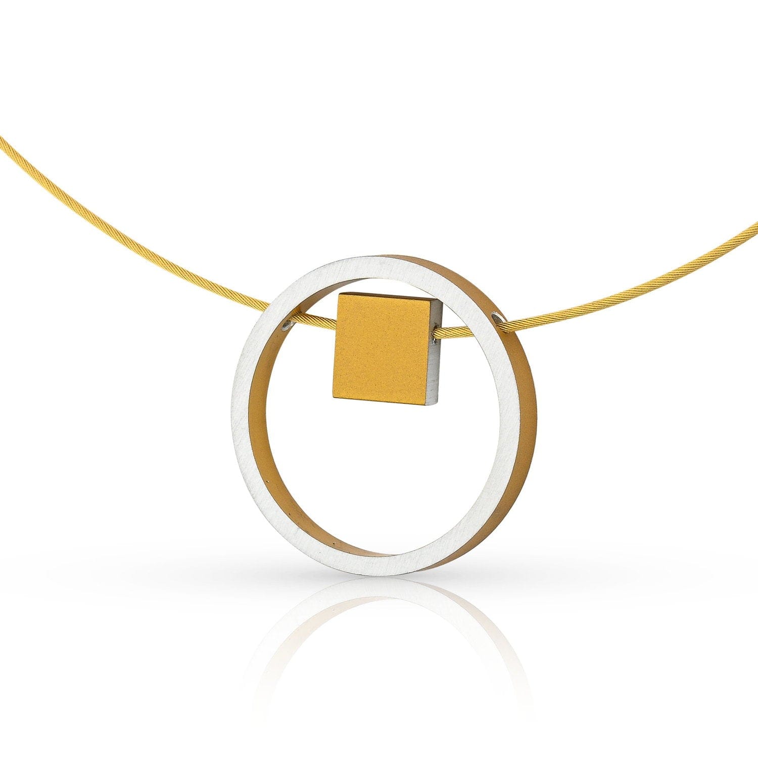 Ketting EVY Goudkleur Ring met vierkantje | C277G