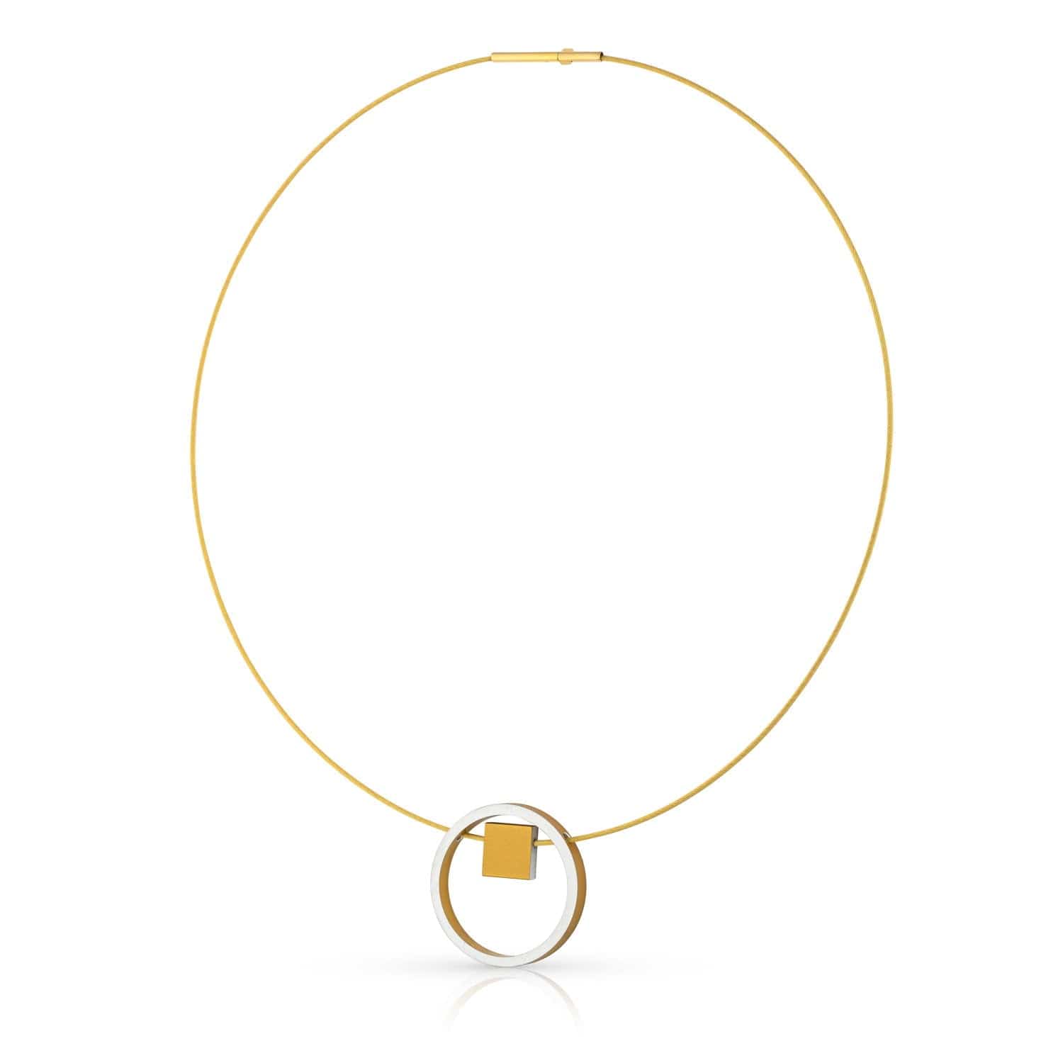 Ketting EVY Goudkleur Ring met vierkantje | C277G