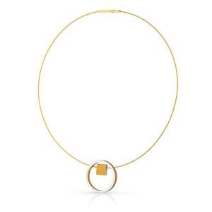 Ketting EVY Goudkleur Ring met vierkantje | C277G