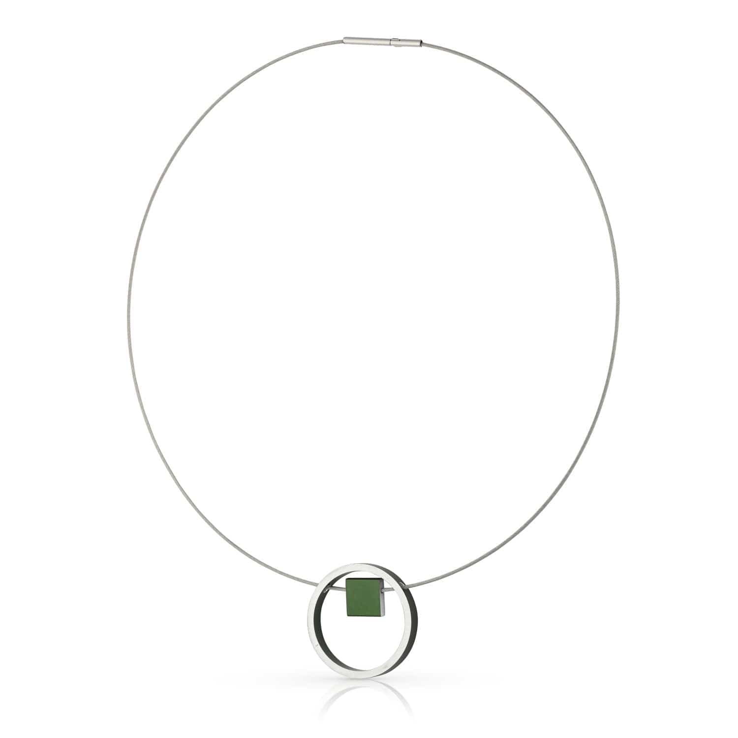 Ketting EVY Groen Ring met vierkantje | C277GR