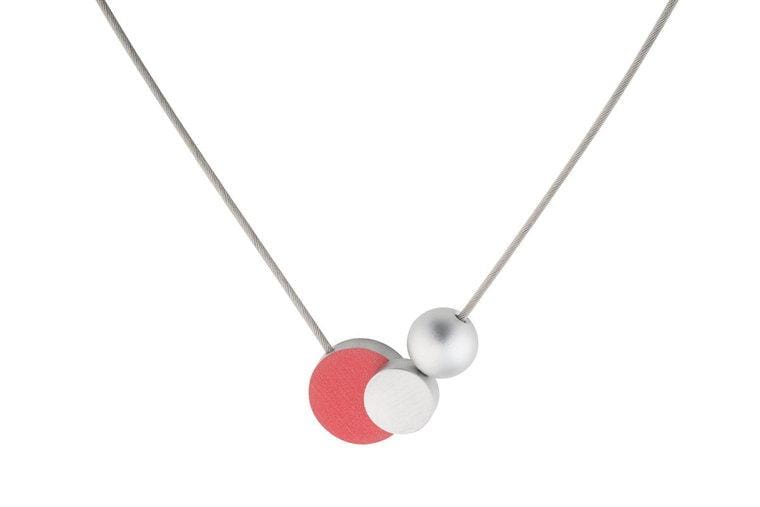Collier Kogel met rondjes Rood Roze C138R