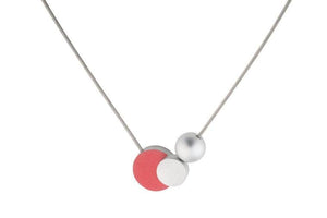 Collier Kogel met rondjes Rood Roze C138R