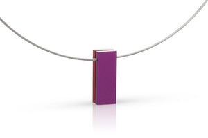 Collier twee gekleurde rechthoeken paars|rood C232PR