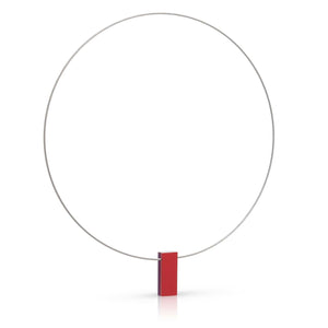 Collier twee gekleurde rechthoeken paars|rood C232PR