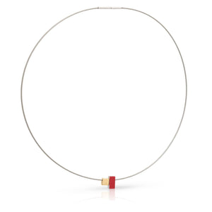 Collier van gekleurde rechthoekjes Rood C235R