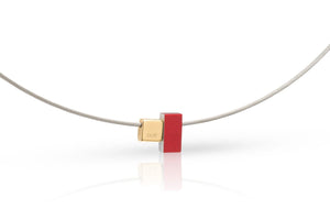 Collier van gekleurde rechthoekjes Rood C235R